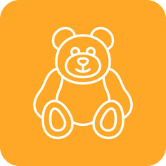 Teddy Bear Multicolor Round Corner Line Inverted Icon