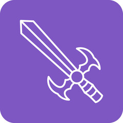 Sword Multicolor Round Corner Line Inverted Icon