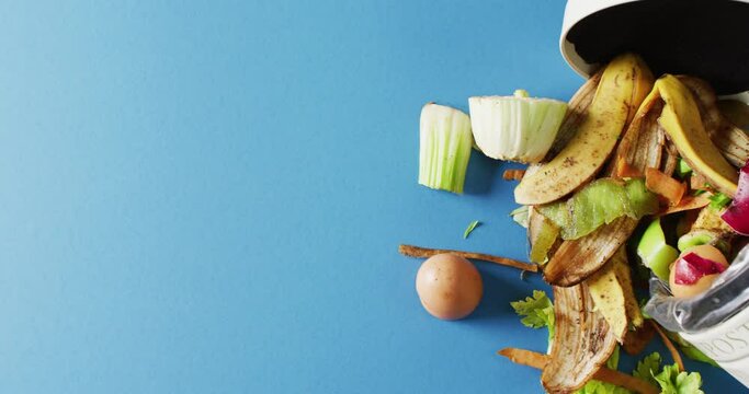 Video of organic, fruit and vegetable waste spilling from kitchen composting bin