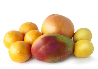 multicolor tropical fruits as tasty vegetarian food with vitamins