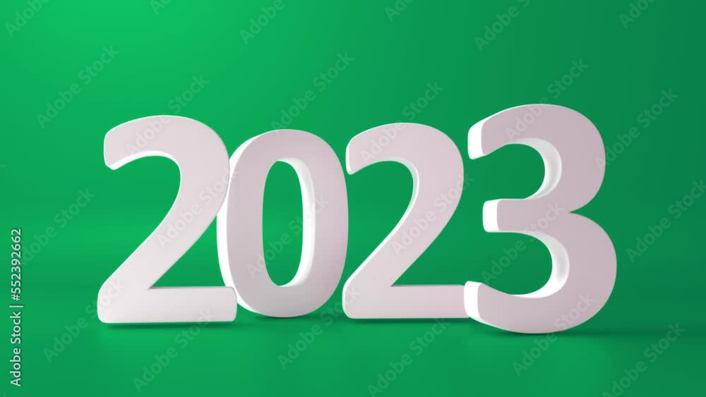 Poster 2023 animated text. word 2023 3d text. happy new year concept. flying object. bright dynamic animati