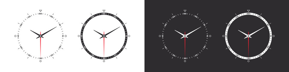 Round watch faces. Conceptual clock faces. Smart watch dial. Clock face blank set. Vector illustration