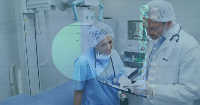 Animation of statistics data processing over doctors in hospital