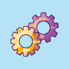 Mechanical Gears Illustration in Cartoon Style
