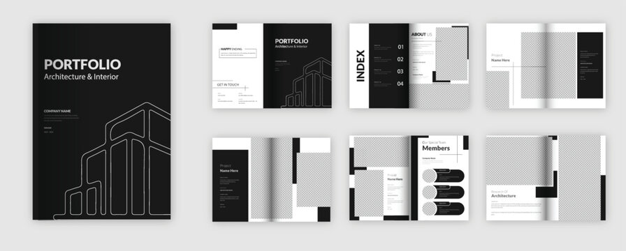Architecture Portfolio Template, Creative Interiors Design Presentation Template.