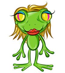 blonde sexy Frog Character Cartoon . isolated on white