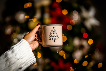 Cute mug with chocolate