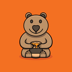 Cute honey bear vector art illustration design