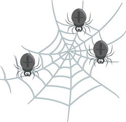 Spiders on a web cartoon vector illustration