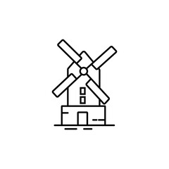 Windmill icon in flat style isolated on white background. For your design, logo. Vector illustration.