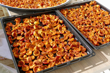 Dried apricots to make apricot compote, close-up dried apricots,
