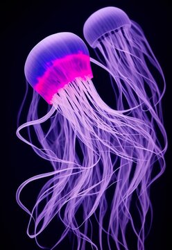 AI-generated Image Of A Glowing Jellyfish Chrysaora Pacifica Underwater
