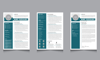 Creative CV / Resume Template And Cover Letter Layout Blue color Side Bar Designer Jobs Curriculum Vitae 