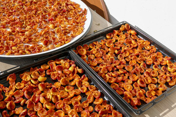Dried apricots to make apricot compote, close-up dried apricots,