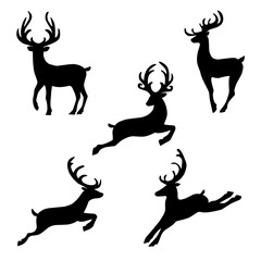 Christmas deer vector illustration design silhouette pattern
