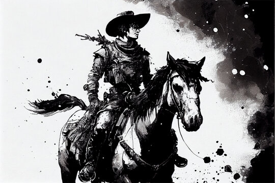 Space cowboy inked generative art