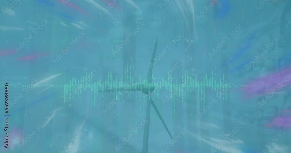 Aufkleber animation of data processing over wind turbine