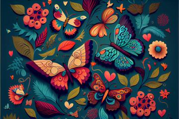 Seamless butterfly pattern generative art