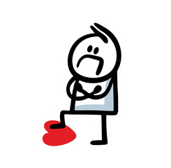 The funny man crossed his arms in displeasure and stepped on his heart.