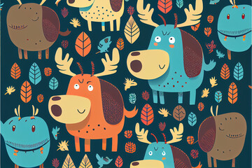 Moose and bear pattern generative art