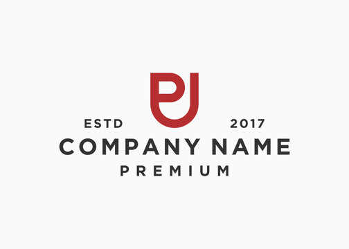 initials letter up or pu logo design vector illustration template