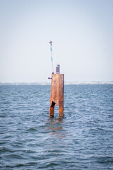 navigation pole in the sea