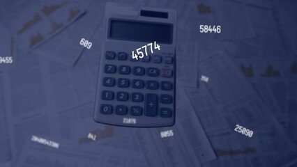 Animation of numbers floating over vintage calculator - Powered by Adobe