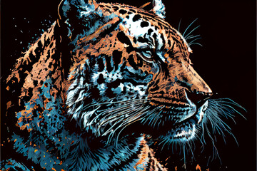 Half tone tiger generative art