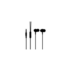 Earphone icon. Simple style music festival poster background symbol. Earphone brand logo design element. Earphone t-shirt printing. vector for sticker.