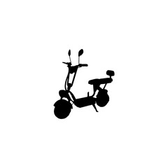Electric scooter icon. Simple style city transport poster background symbol. Electric scooter brand logo design element. Electric scooter t-shirt printing. vector for sticker.