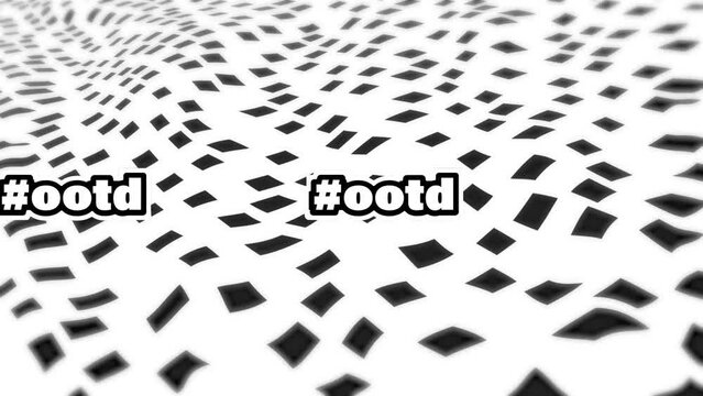Animation of shapes and ootd text over white background