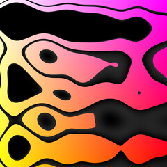 Computerkunst: Dunkle Formen vor rotgelbem Hintergrund