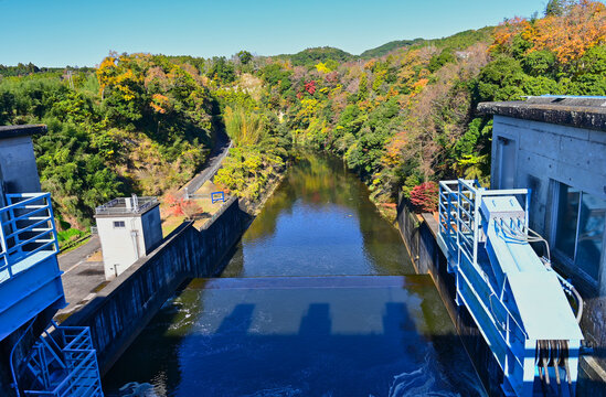 Kameyama Dam in late fall, Chiba, Japan