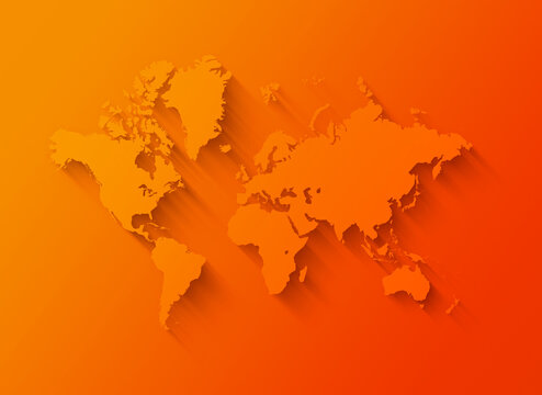 Fototapeta World map illustration on orange background
