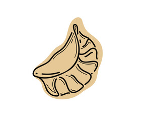Jiaozi. Dumplings of Chinese, Japanese and Korean cuisine. Wontons, Gyoza, Baozi, Dim-sama, Gyoza or Kyoza. Doodle. Hand drawn. 
doodle vector illustration