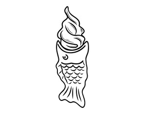 Doodle style Japanese Taiyaki ice cream. Hand drawing.
vector illustration