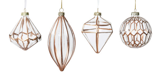 Boules de Noël transparentes aux bords cuivrés	