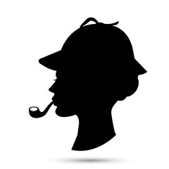 Detective woman vector profile icon. Sherlock Holmes - 552408601