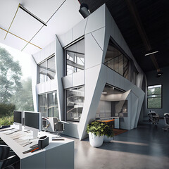Fototapeta na wymiar Architectural rendering of office building