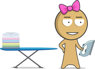 Housewife ironing clothes