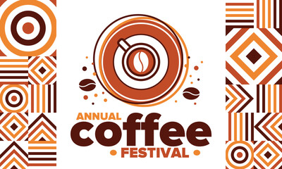 Coffee Festival. For coffee lovers. Event for professionals in the coffee industry. Cafes, restaurants and coffee roasters. Trainings for baristas from staff schools. Creative Illustration. Vector
