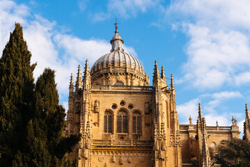 Scenic view of the Cathedral of Salamanca. Low angle viewCastilla Leon, Spain.