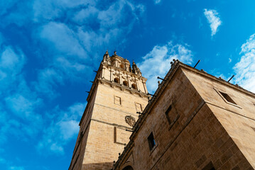Fototapeta na wymiar Scenic view of the Cathedral of Salamanca. Low angle viewCastilla Leon, Spain.