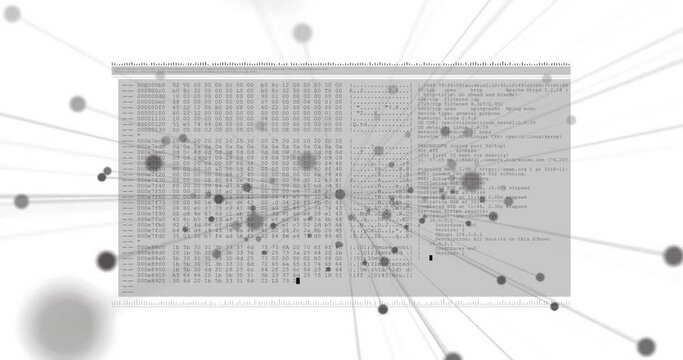 Animation of shapes over data processing on white background