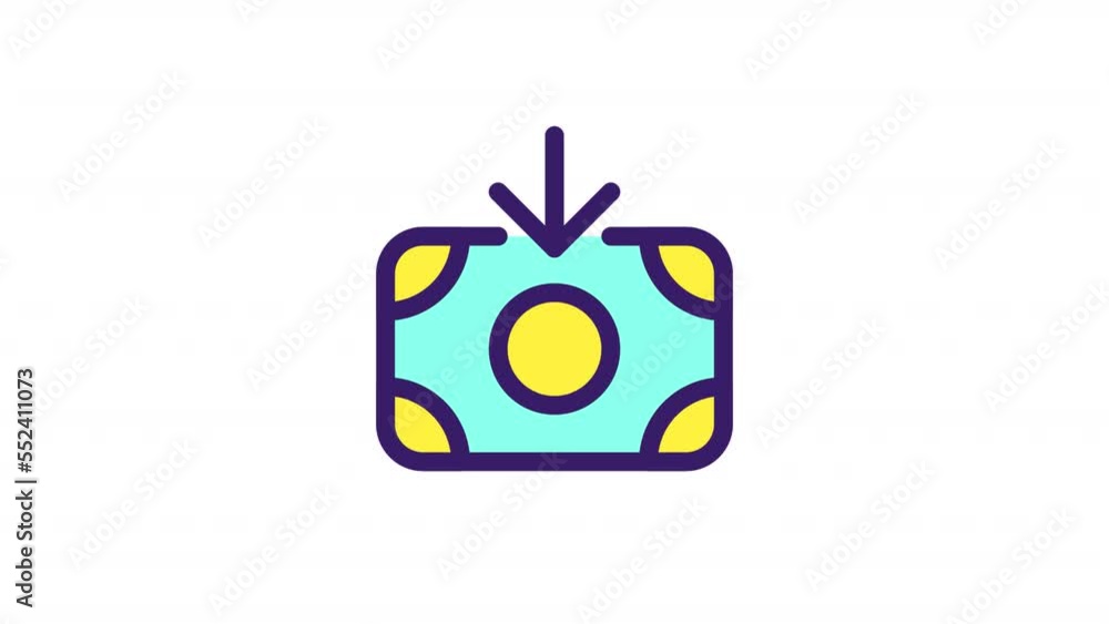 Poster animated income color ui icon. receive money. pay in cash. banking and finance. seamless loop hd vid