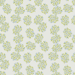 Decorative forest twig endless wallpaper. Hand drawn branches with leaves seamless pattern.