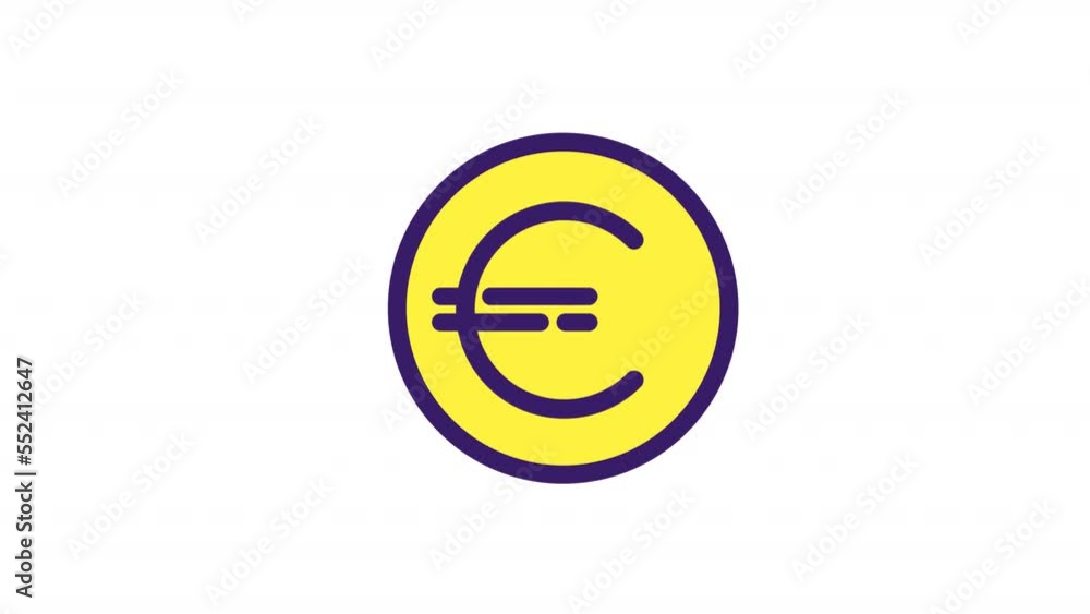 Poster animated euro coin color ui icon. money. currency exchange. finance and banking. seamless loop hd vi