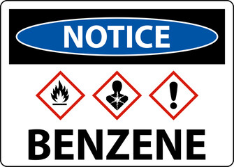 Notice Benzene GHS Sign On White Background