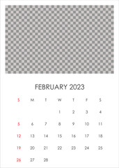 February 2023 calendar with place for your photo