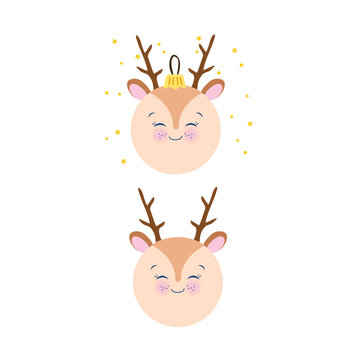 Renna emoticon natalizia. Pallina albero di Natale